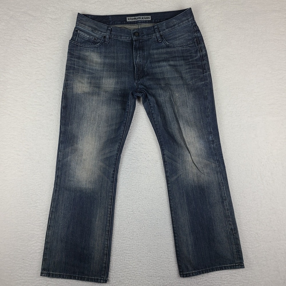 EXPRESS Jeans Mens 34x30 Blue KINGSTON Classic Fit Boot Cut Dark Wash Denim